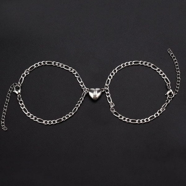 Парные браслеты золотая цепь с магнитным сердцем CJQ26962