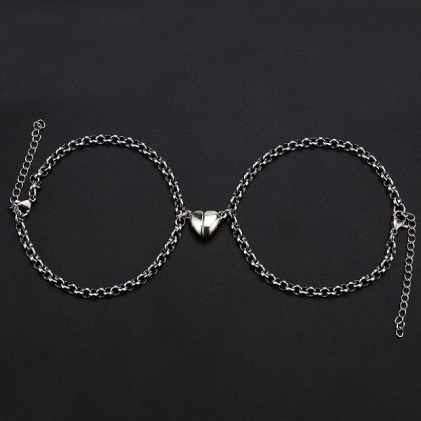 Парные браслеты золотая цепь с магнитным сердцем CJQ26962