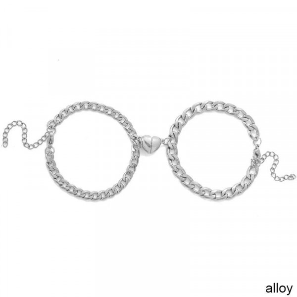 Парные браслеты золотая цепь с магнитным сердцем CJQ26962