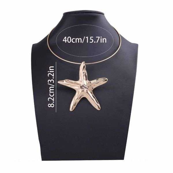 Жесткое колье золотистое с крупной морской звездой CJL69494