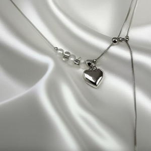 Изысканный лариат с подвеской в форме сердца и жемчугом J10972CJJ