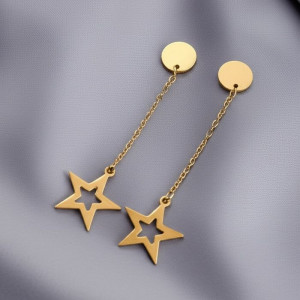 Стальные серьги-цепочки со звездами 1J10351(CJJ)