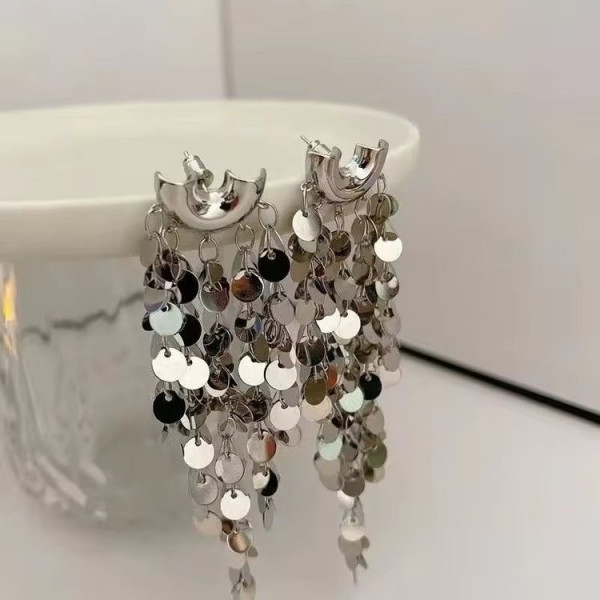 Длинные серьги-каскады «Серебряные диски» J10398CJJ