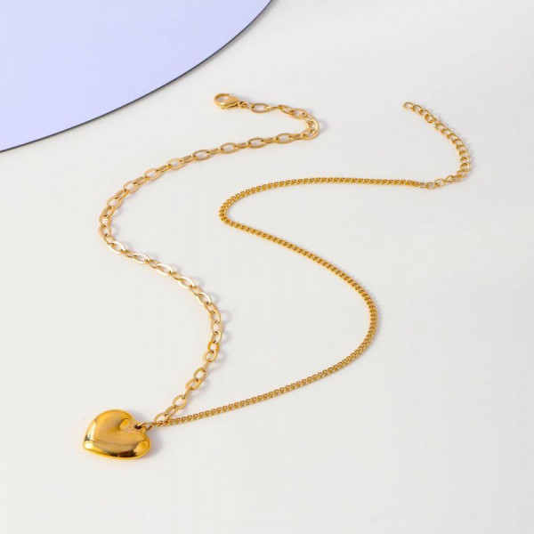 Золотистая цепочка с подвеской сердце CJL32385