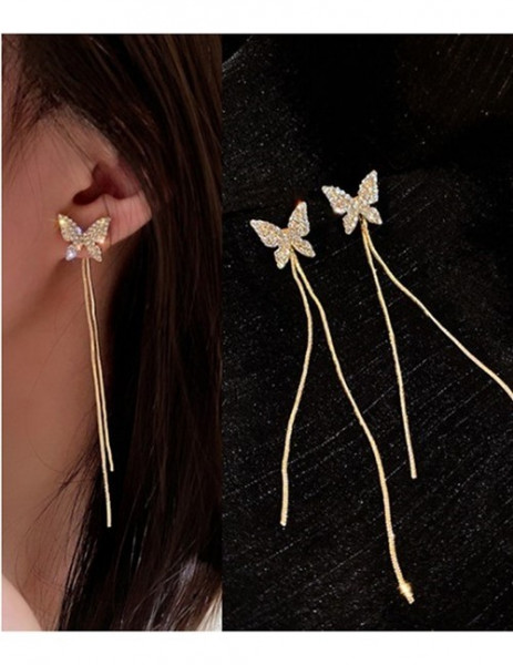 Длинные серьги-цепочки с декоративным бантом L12938