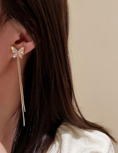 Длинные серьги-цепочки с декоративным бантом L12938