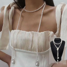 Длинный лариат из мелкого жемчуга с каплевидными наконечниками CJP97956