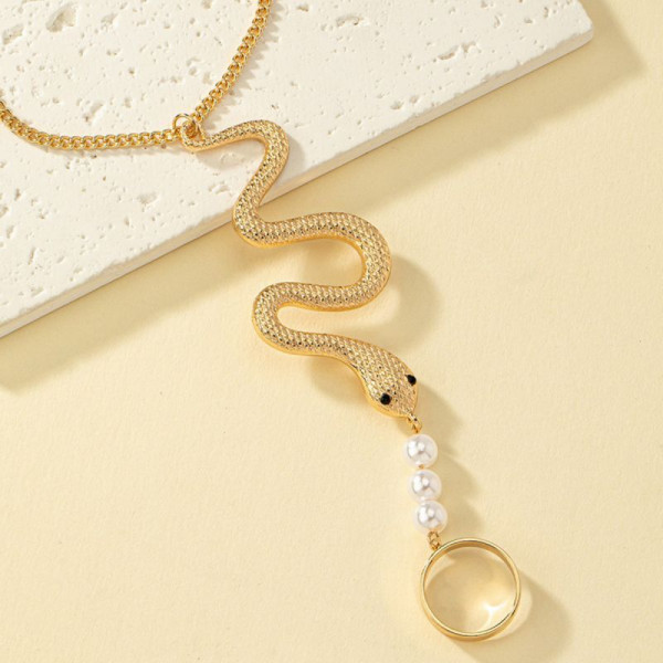 Слейв-браслет золотая змея с мерцающими глазами CJF88025