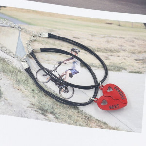 Парные браслеты бесконечное пламя с красным сердцем CJQ38987