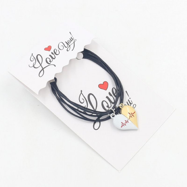 Парные браслеты бесконечное пламя с красным сердцем CJQ38987