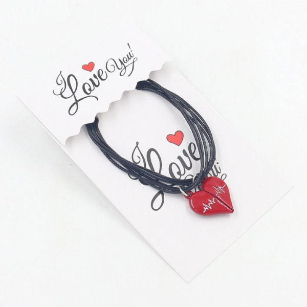 Парные браслеты бесконечное пламя с красным сердцем CJQ38987