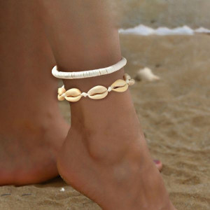 Браслет на ногу жесткий с ракушкой CJL68390