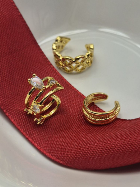 Золотистый сет каффов с кристаллами 1J11001CJJ