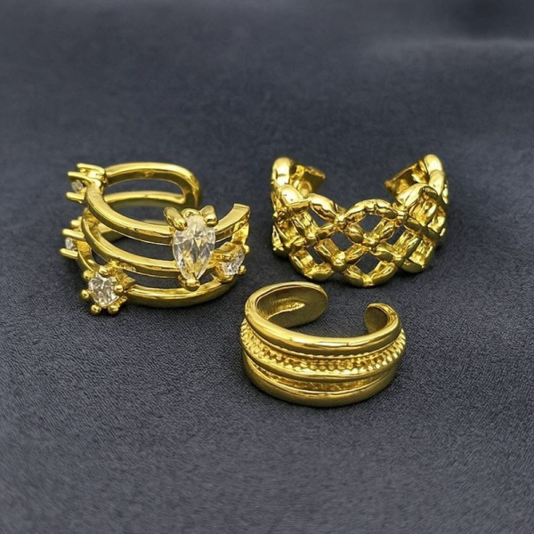 Золотистый сет каффов с кристаллами 1J11001CJJ