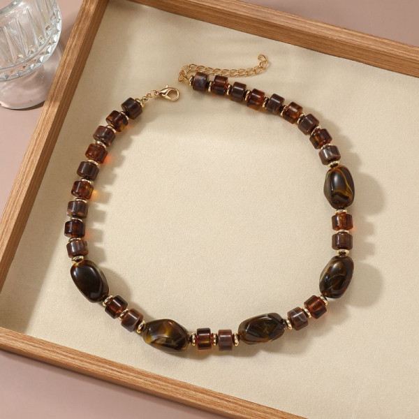 Бусы из граненого дымчатого кварца или темного стекла CJR56766