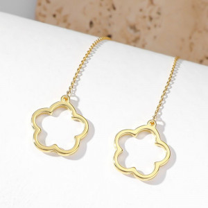 Длинные серьги протяжки с контурными цветами CJH70571