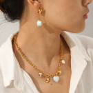 Цепочка с подвесками из жемчуга и эмалированных сердец CJR68407