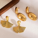 Серьги Висячие Листья гинкго фактурные CJN43144