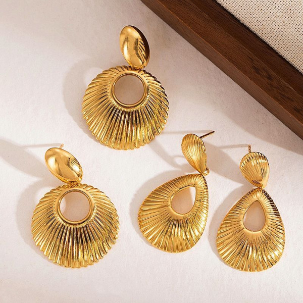 Серьги Висячие Листья гинкго фактурные CJN43144