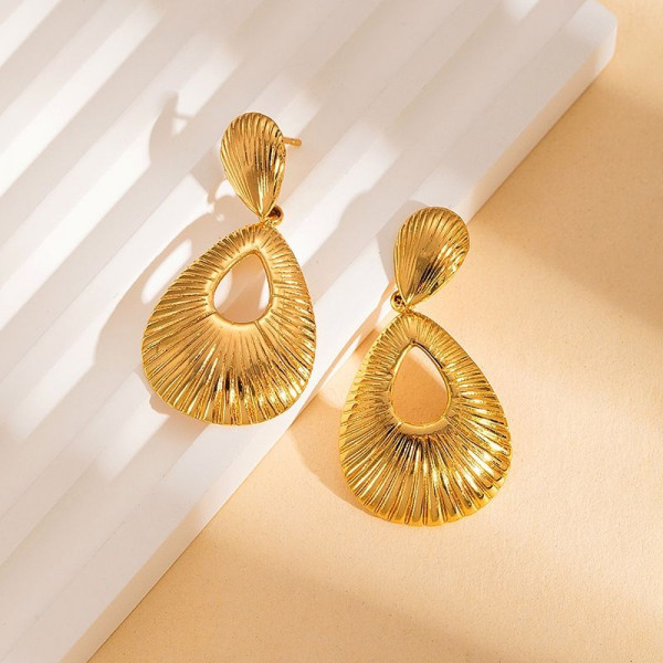 Серьги Висячие Листья гинкго фактурные CJN43144