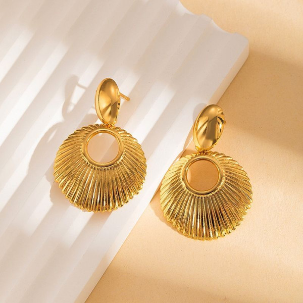 Серьги Висячие Листья гинкго фактурные CJN43144