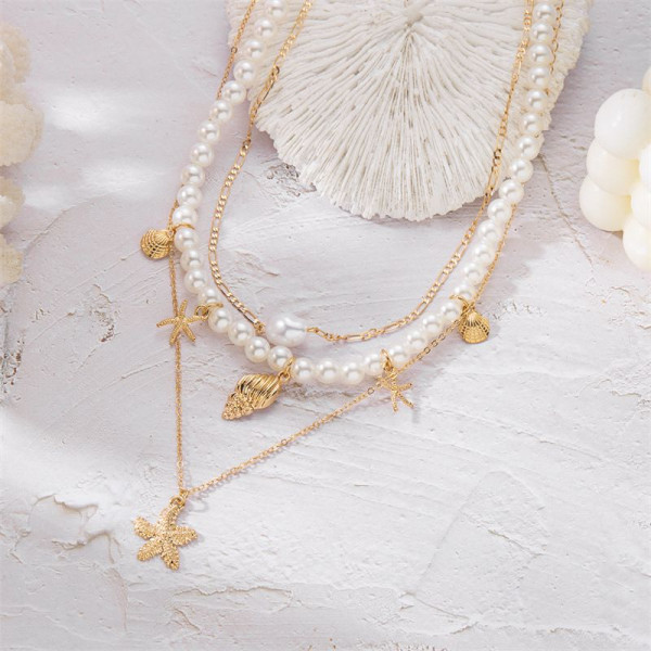 Мульти-цепочка ювелирный сплав жемчужная морские звезды 1J11847CJJ