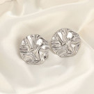 Серебристые круглые серьги-пусеты Фактура CJH27471