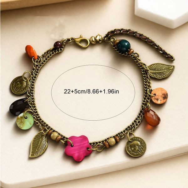 Браслет на ногу с разноцветными вставками-цветами CJL68460