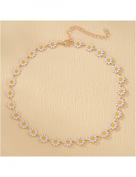 Золотистое Колье-чокер с изящными подвесками в форме ромашек Z31036