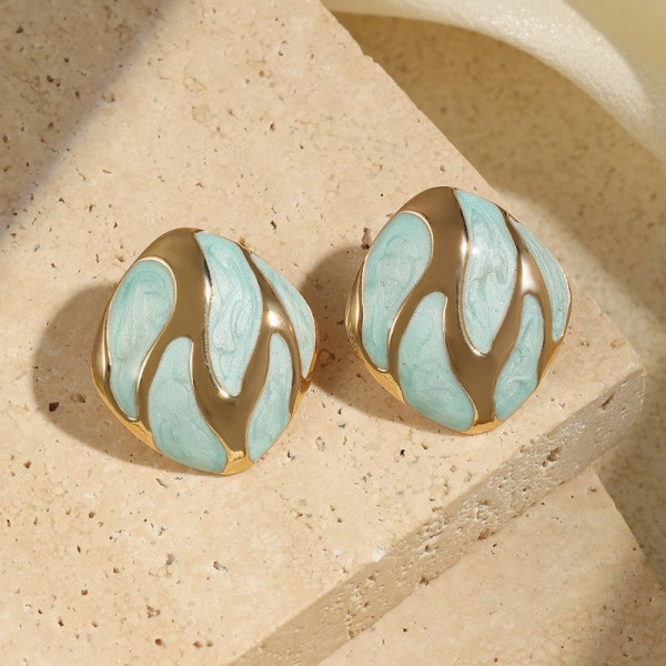 Серьги-пусеты Ромбы с абстрактным узором CJL91314