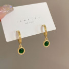 Золотистые серьги-конго с подвесками из изумрудных камней M94893