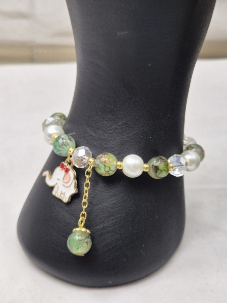 Браслет благородный агат с подвеской-слоном J11053CJJ