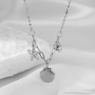 Серебристое колье с ракушкой и звездами CJH15750