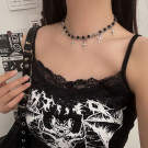 Черный чокер с подвесками в форме крестов и темных кристаллов CJL19631