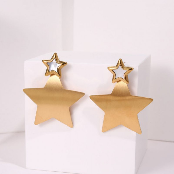 Серьги-пусеты Звезды с перламутровой вставкой CJR63491