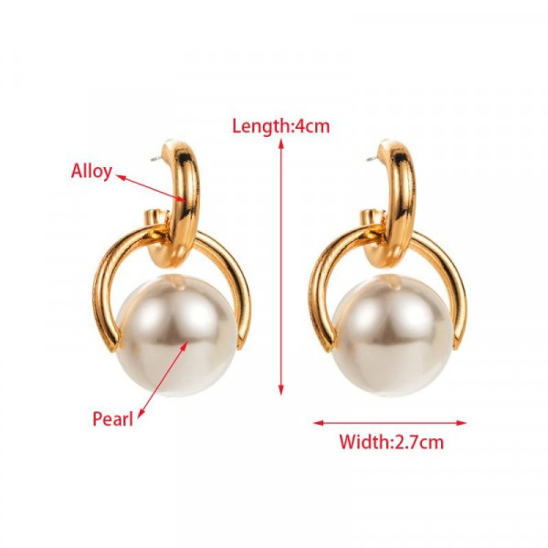 Серьги-пусеты из ювелирного сплава с крупным жемчугом CJD01404