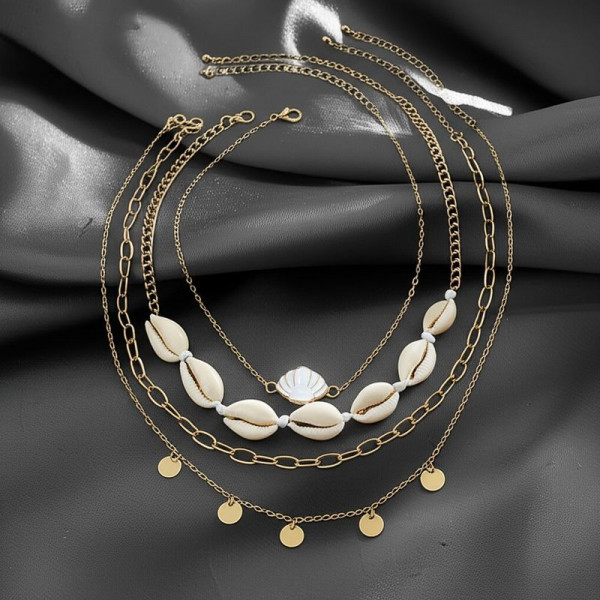 Многослойная цепочка с ракушками и монетками 1J11848CJJ