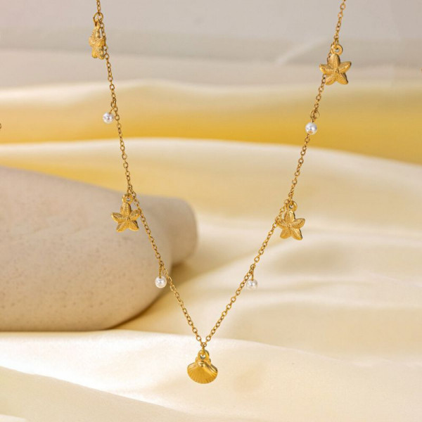 Двойная золотистая цепочка с каплей CJJ15144