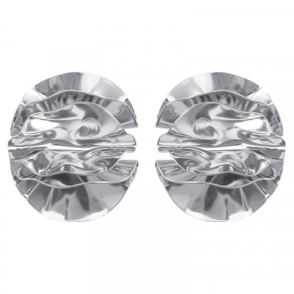 Архитектурные серьги-пусеты Мятый серебристый диск CJD85681