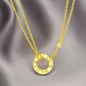 Цепочка с кулоном из титановой стали напыление золотом 1J12054CJJ