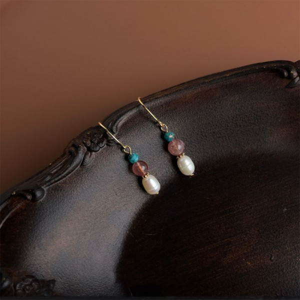 Длинные серьги на цепочках с жемчугом и бусинами CJQ17211