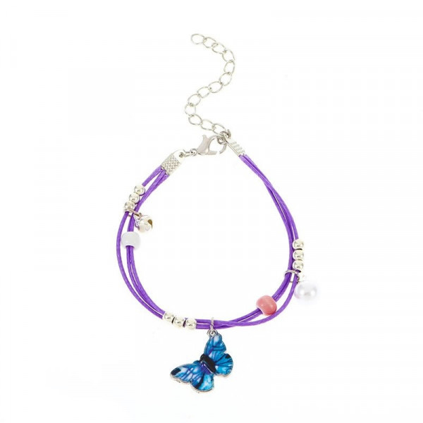 Браслет-нить с синей бабочкой и жемчугом N71732