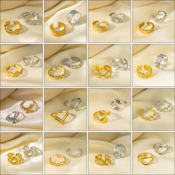 Кольцо из стальных морских ракушек в серебре CJH15984