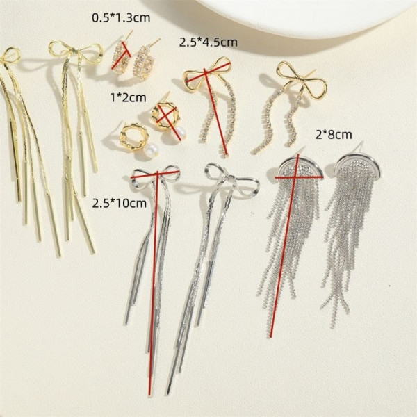 Серьги-гвоздики с бантами и цепочками CJC96431