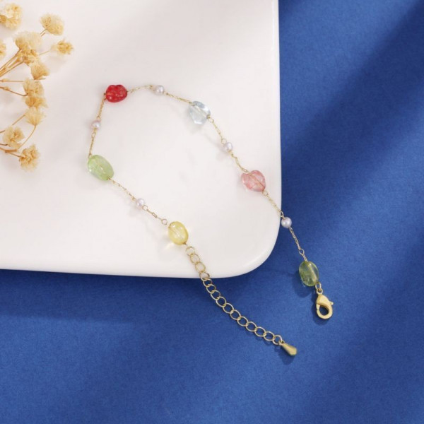 Тонкий браслет с декоративными вставками пастельных тонов CJG29534