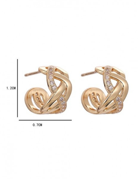 Серьги-полукольца с переплетением и стразами L95011