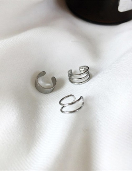 Набор серебристых каффов и лаконичных серег в стиле минимализм L12133