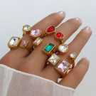 Стальное кольцо с крупным квадратным кристаллом CJP82146