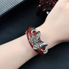 Браслет кожаный с металлической бабочкой CJQ17030