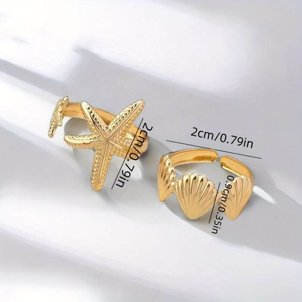 Набор колец с морскими звездами и листьями CJL68393